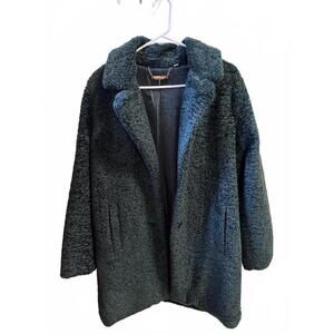Tahari Women's Dark Green Faux Fur Coat